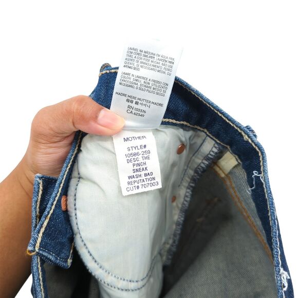 Mother Women 27 Pinch Sneak Jeans Blue Wide Leg Denim High Waist Pleated NEW - Picture 7 of 10